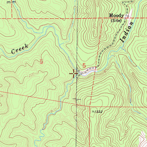Topographic Map of Moody Creek, CA