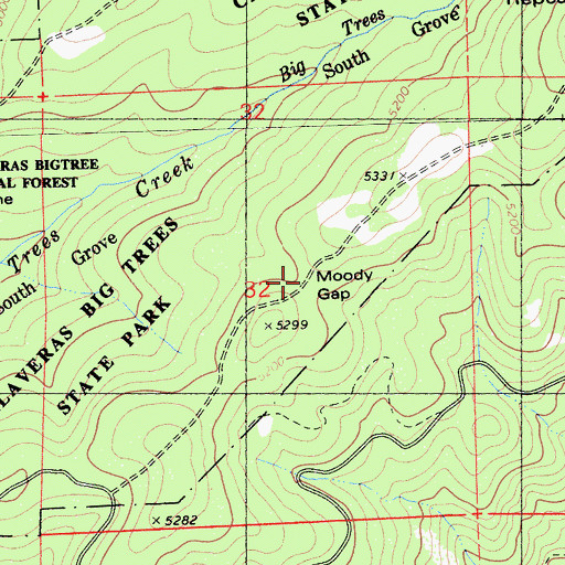 Topographic Map of Moody Gap, CA