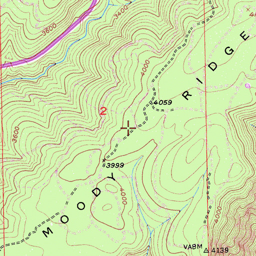 Topographic Map of Moody Ridge, CA