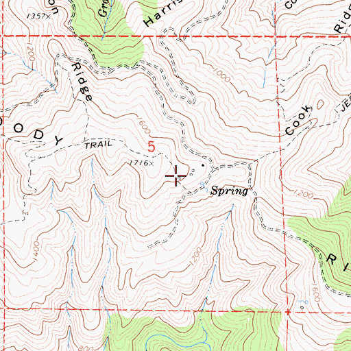 Topographic Map of Moody Ridge, CA