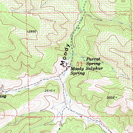 Topographic Map of Moody Spring, CA