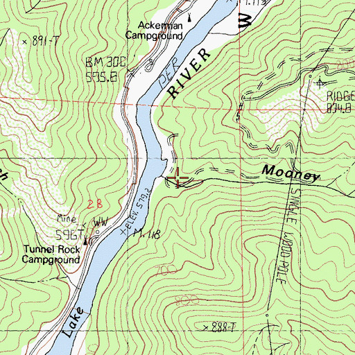Topographic Map of Mooney Gulch, CA