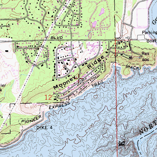Topographic Map of Mooney Ridge, CA