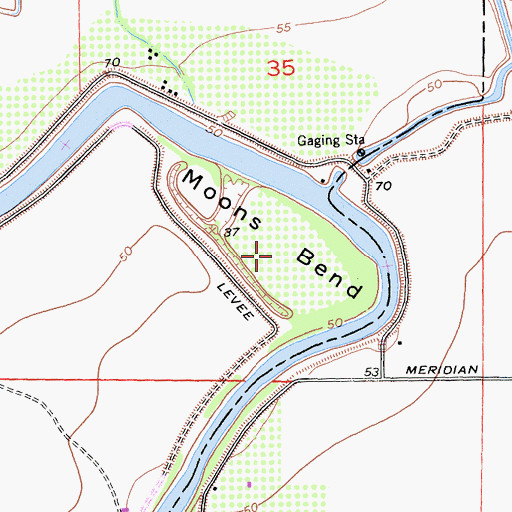 Topographic Map of Moons Bend, CA
