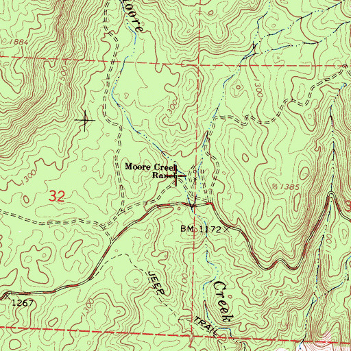Topographic Map of Moore Creek Ranch, CA