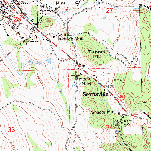 Topographic Map of Moore Mine, CA