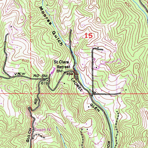 Topographic Map of Moores Gulch, CA