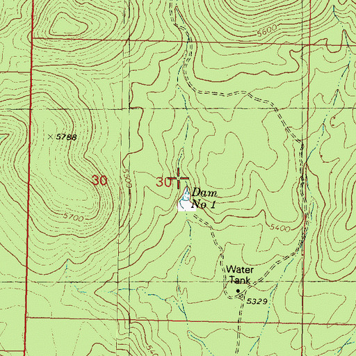 Topographic Map of Dam Number One, AZ