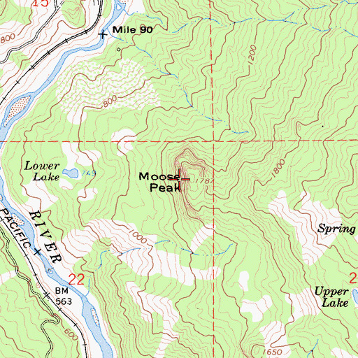 Topographic Map of Moose Peak, CA
