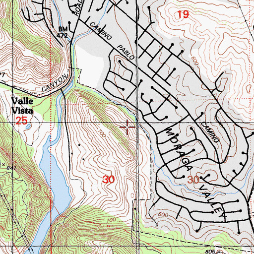 Topographic Map of Moraga Valley, CA