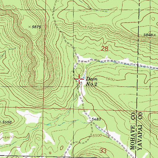 Topographic Map of Dam Number Two, AZ