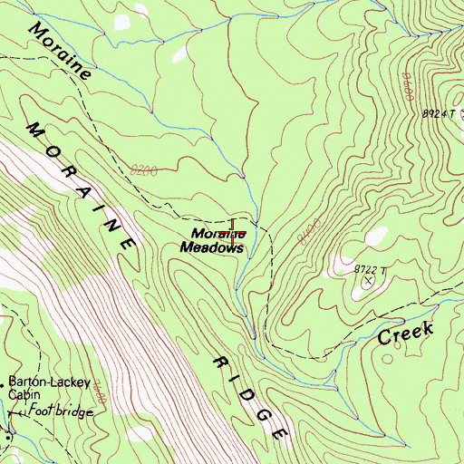 Topographic Map of Moraine Meadows, CA