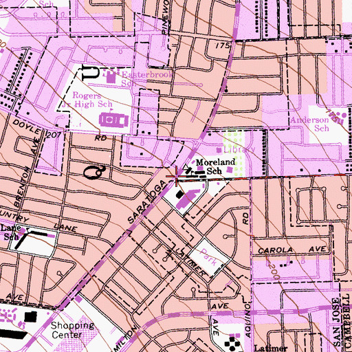 Topographic Map of Moreland School, CA