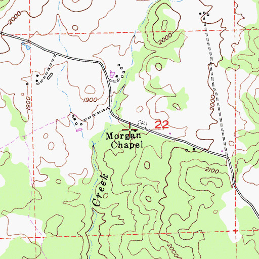 Topographic Map of Morgan Chapel, CA