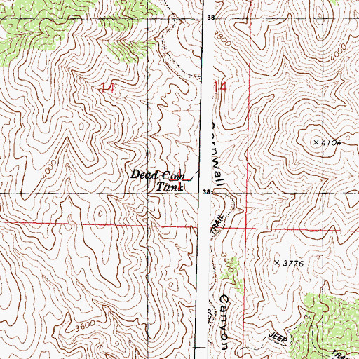 Topographic Map of Dead Cow Tank, AZ