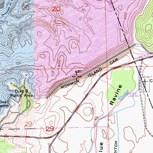 Topographic Map of Mormon Island Dam, CA