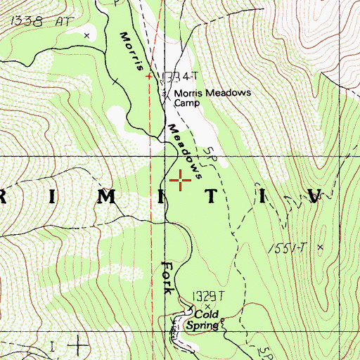 Topographic Map of Morris Meadows, CA
