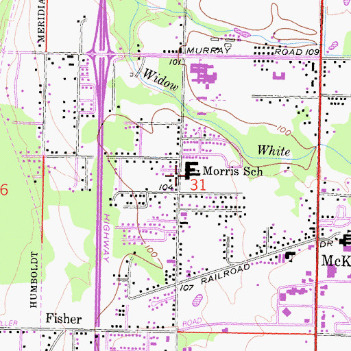 Topographic Map of Morris Elementary School, CA