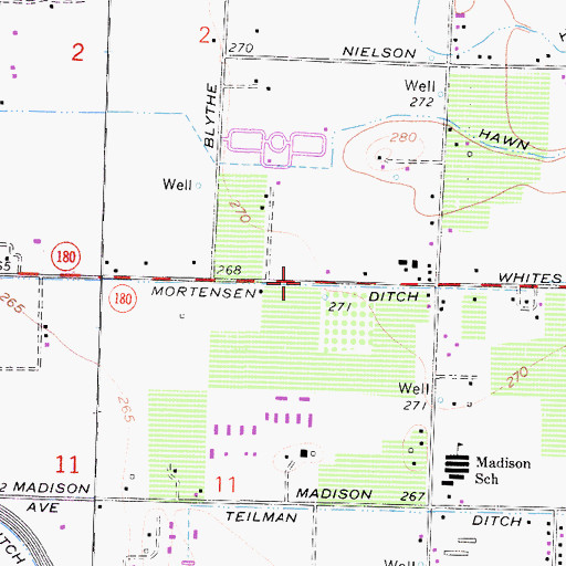 Topographic Map of Mortensen Ditch, CA