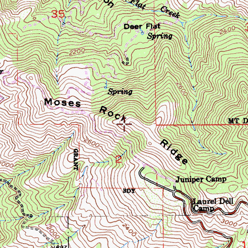 Topographic Map of Moses Rock Ridge, CA