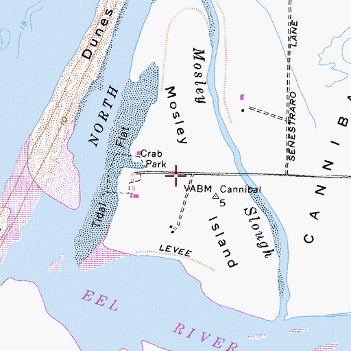 Topographic Map of Mosley Island, CA