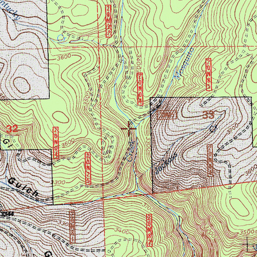 Topographic Map of Mosquito Creek, CA