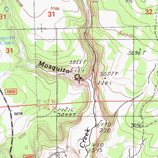 Topographic Map of Mosquito Creek, CA