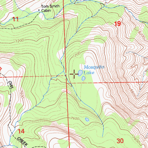 Topographic Map of Mosquito Lake, CA