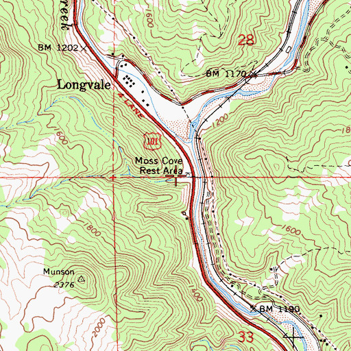 Topographic Map of Moss Cove Rest Area, CA