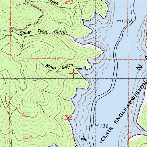 Topographic Map of Moss Gulch, CA