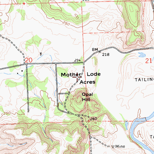 Topographic Map of Mother Lode Acres, CA