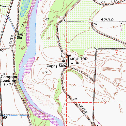 Topographic Map of Moulton Weir, CA