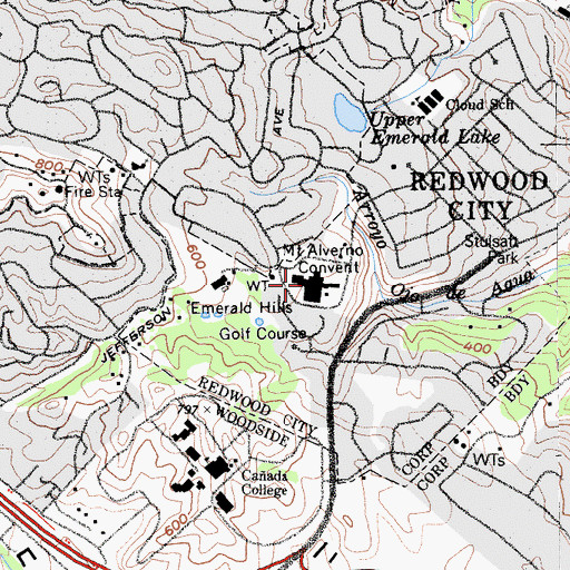 Topographic Map of Mount Alverno Convent, CA