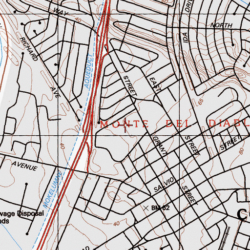 Topographic Map of Mount Diablo High School, CA