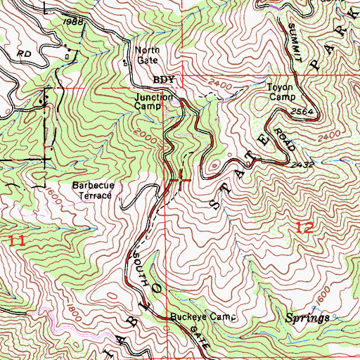 Topographic Map of Mount Diablo State Park, CA