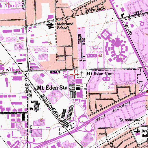 Topographic Map of Mount Eden Cemetery, CA