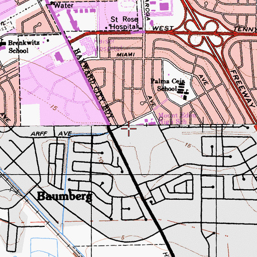 Topographic Map of Mount Eden High School, CA