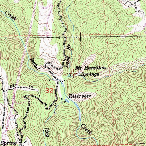 Topographic Map of Mount Hamilton Springs, CA