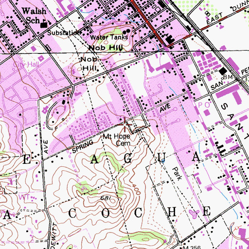 Topographic Map of Mount Hope Cemetery, CA