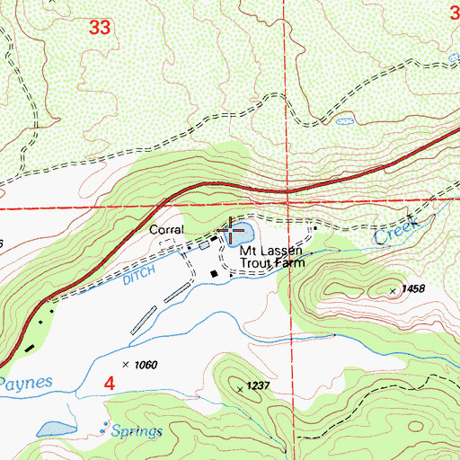 Topographic Map of Mount Lassen Trout Farm, CA