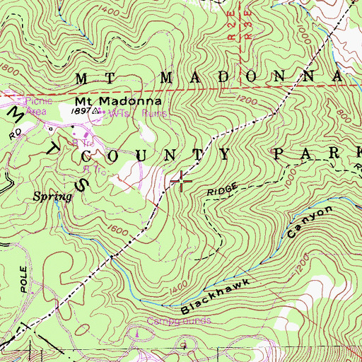 Topographic Map of Mount Madonna County Park, CA