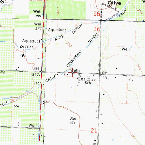 Topographic Map of Mount Olive School, CA