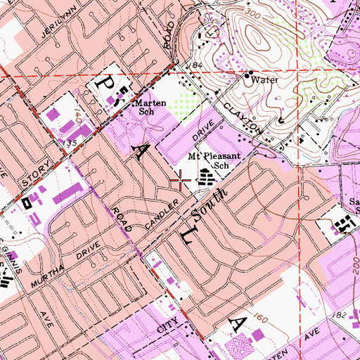 Topographic Map of Mount Pleasant Elementary School, CA
