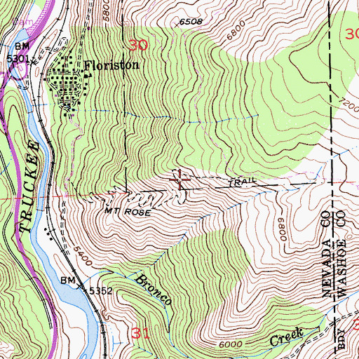 Topographic Map of Mount Rose Trail, CA
