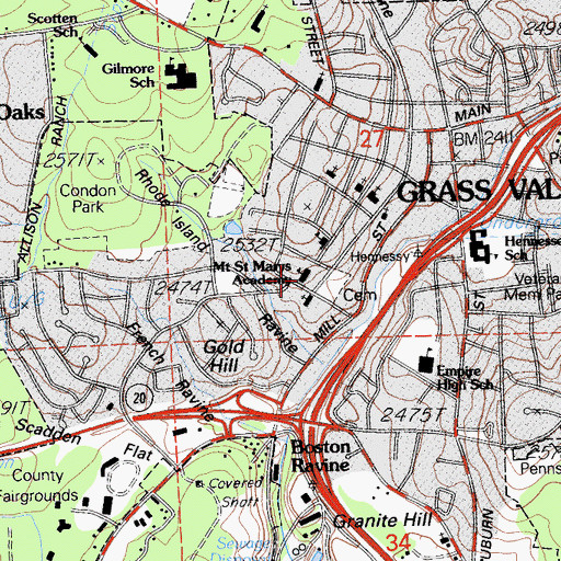 Topographic Map of Mount Saint Mary's Academy, CA