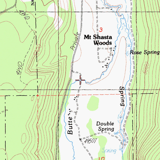 Topographic Map of Mount Shasta Woods, CA