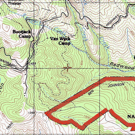 Topographic Map of Mount Tamalpais State Park, CA