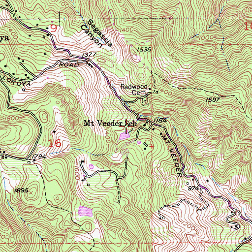 Topographic Map of Mount Veeder School, CA
