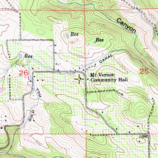 Topographic Map of Mount Vernon Community Hall, CA