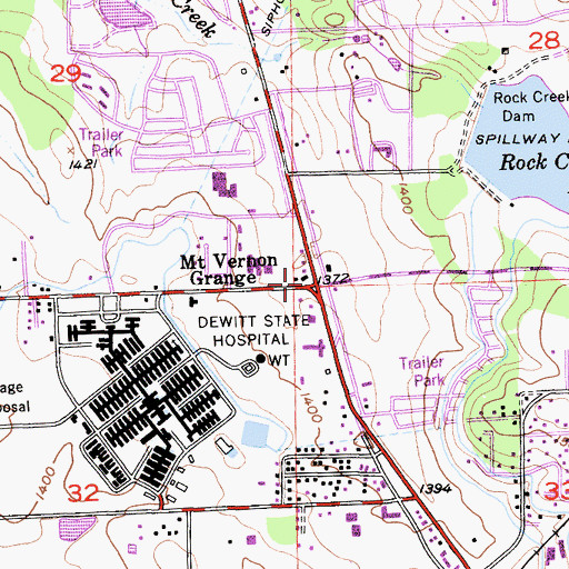 Topographic Map of Mount Vernon Grange, CA